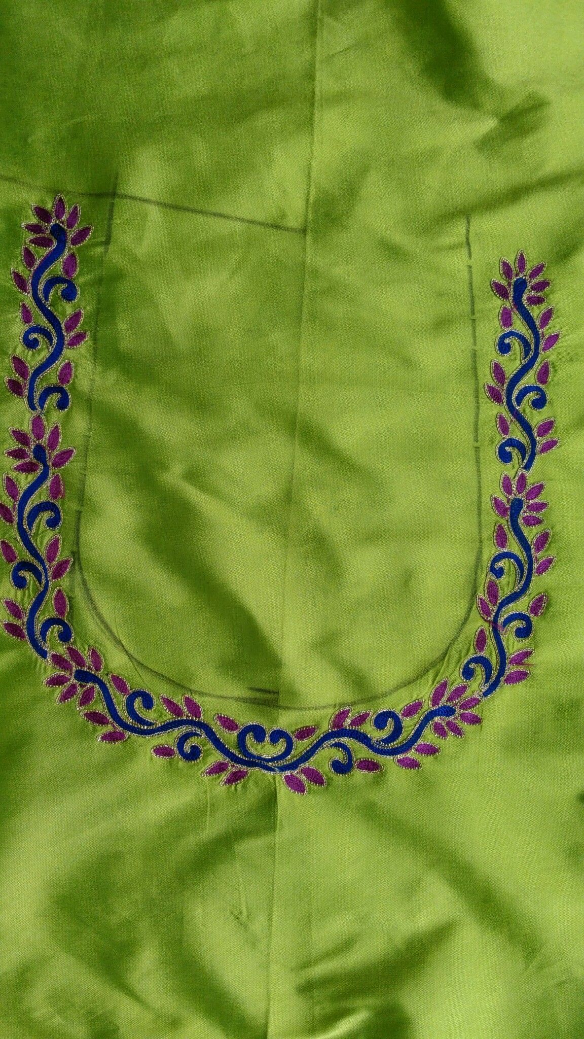 embroidery designs for blouse necklines