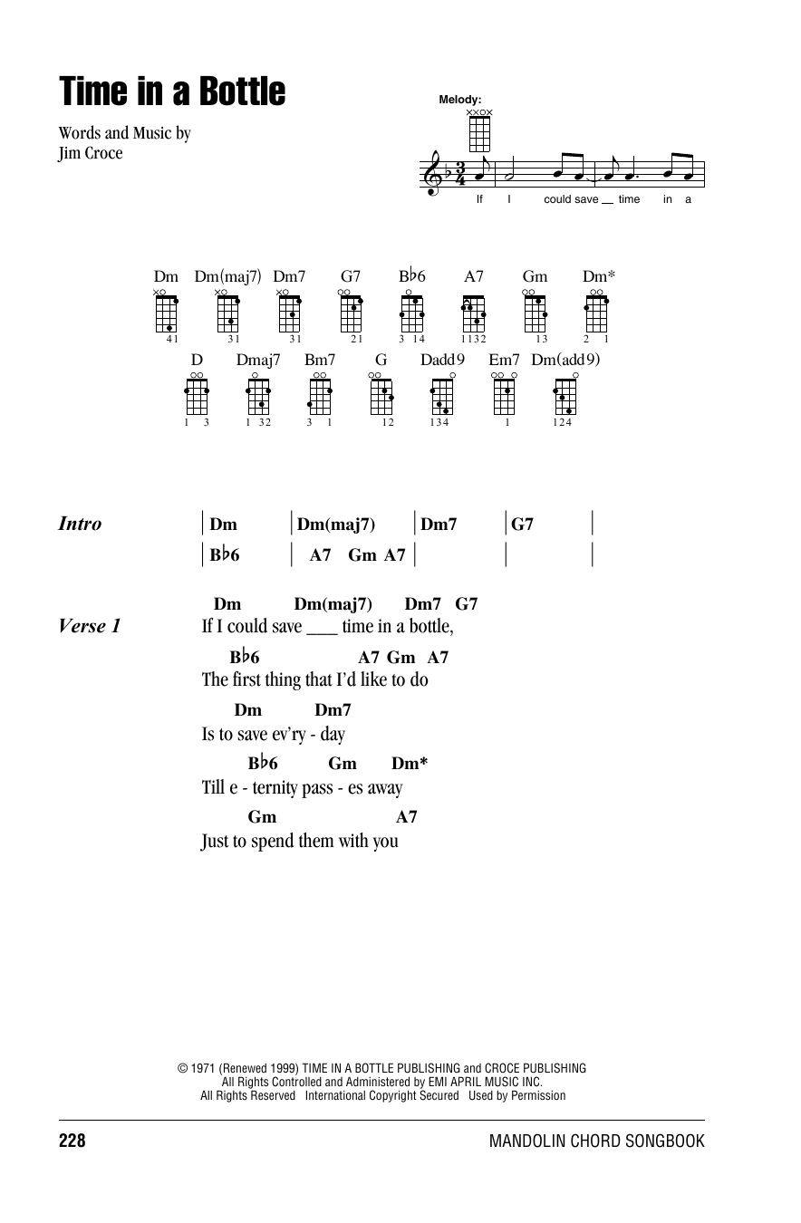 guitar chords time in a bottle