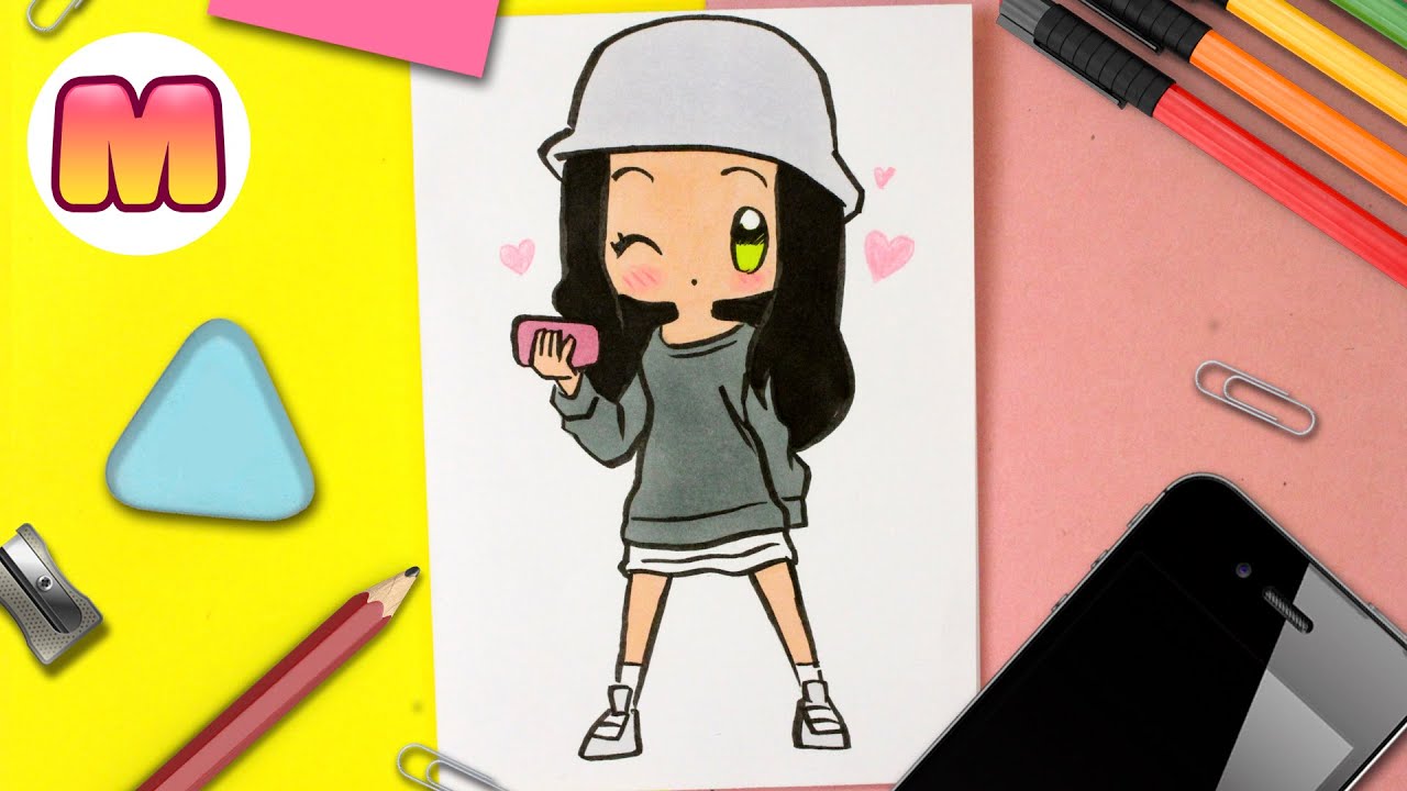 dibujos de niñas para dibujar kawaii