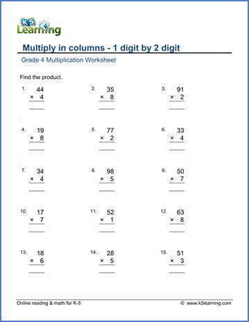 2-digit by 1-digit multiplication worksheets pdf