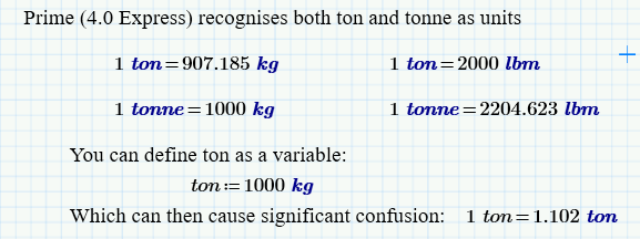 convert 1 ton to kn