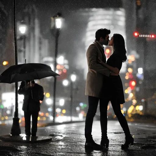 couple kissing in the rain images