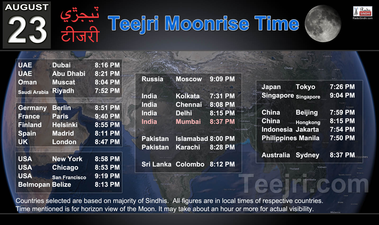 what time moon rises tonight