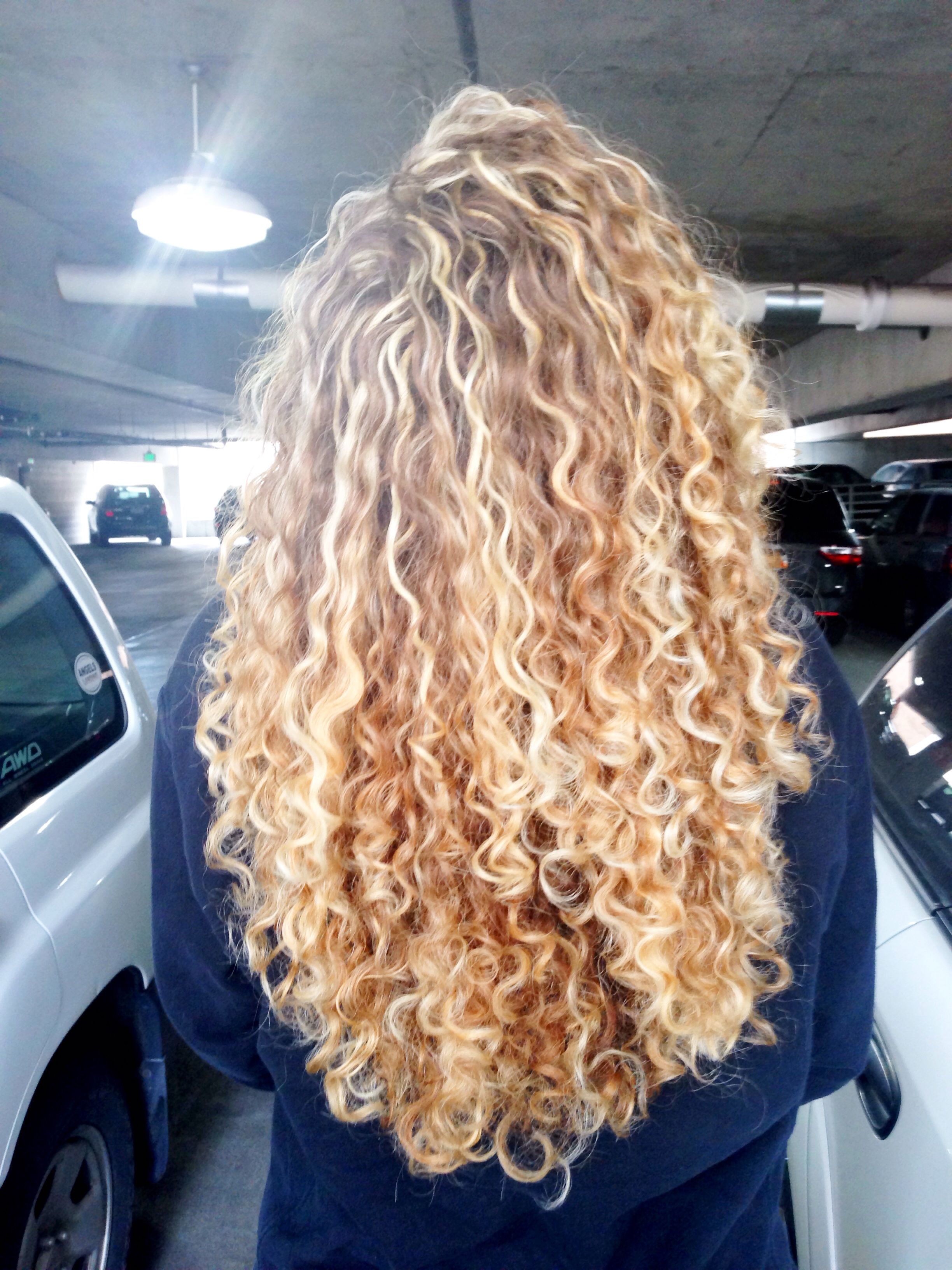 long blonde hair curly