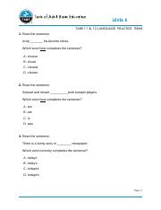 tabe test answers key reading