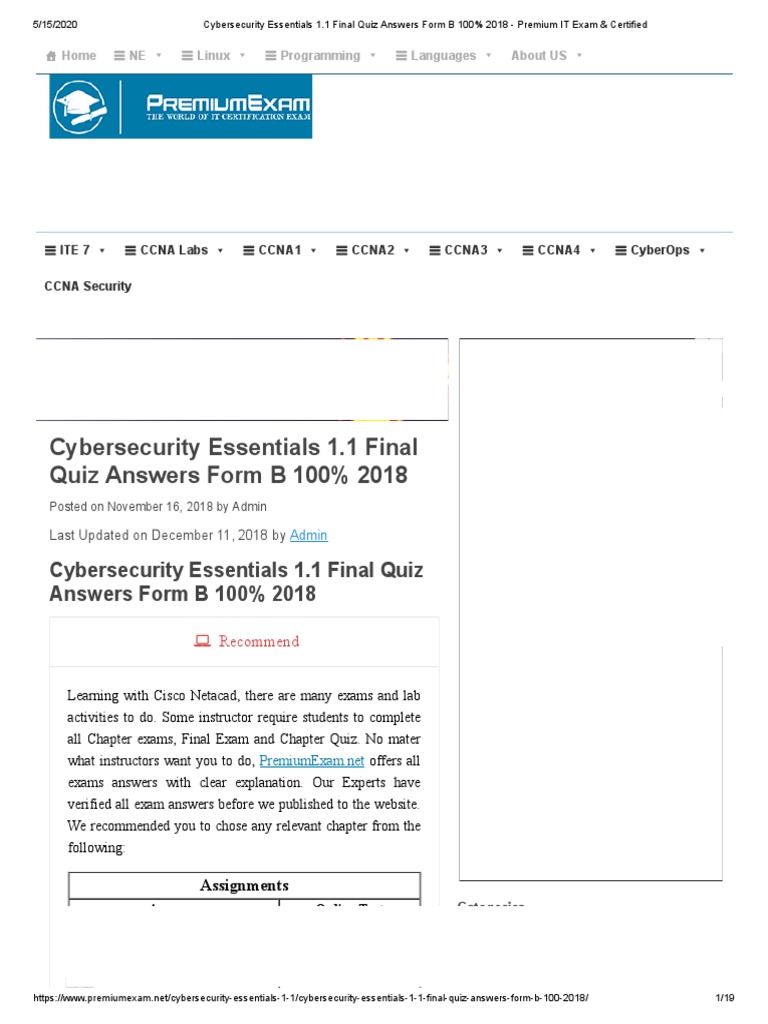 cyber security essentials final exam answers