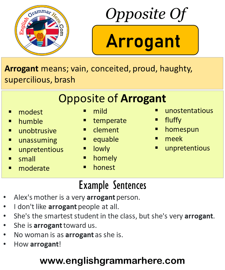 antonyms of arrogant