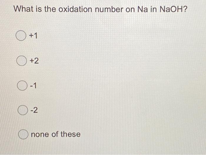 naoh oxidation number