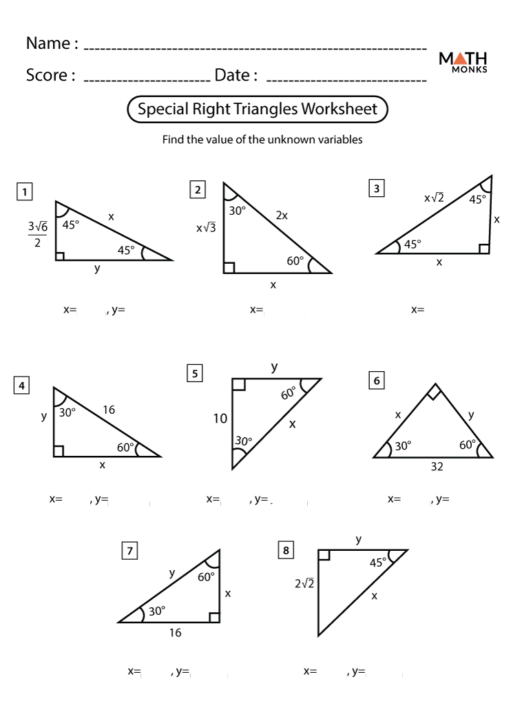 8 3 special right triangles answer key