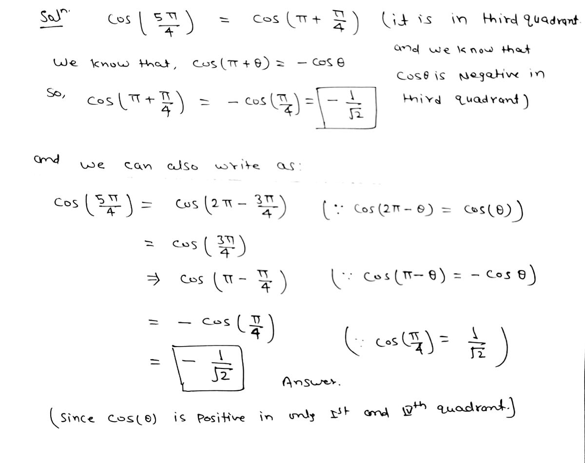 the value of cos 5π is