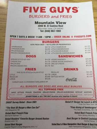 menu five guys