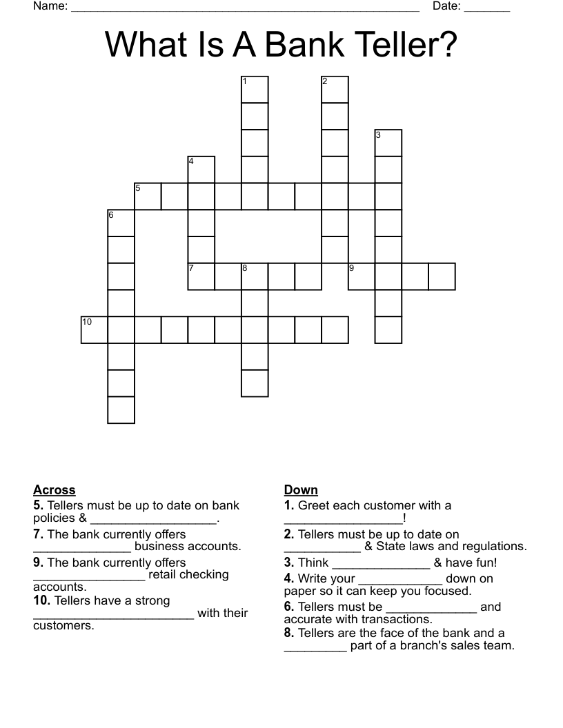 bank employee crossword clue