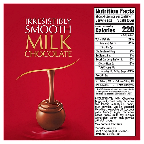 lindt chocolate balls nutrition facts