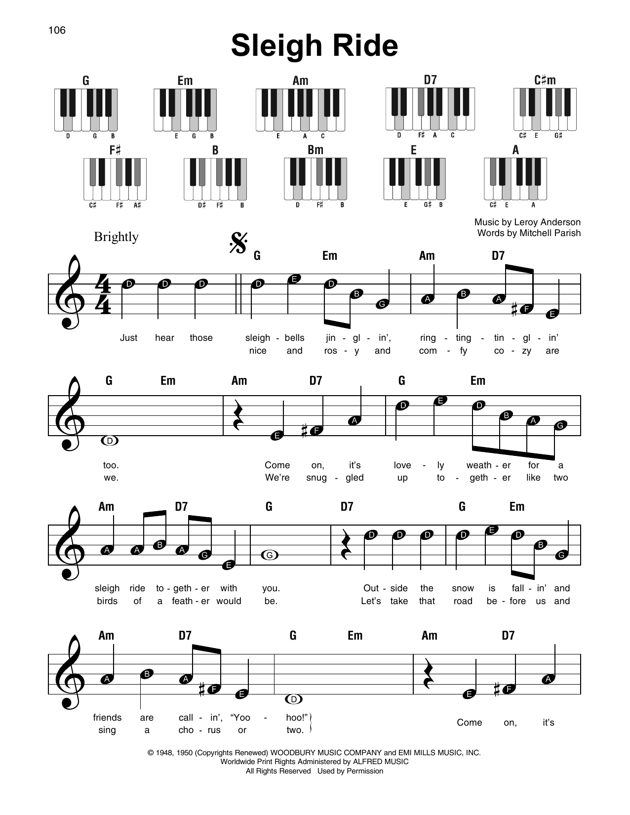 sleigh ride easy piano sheet music