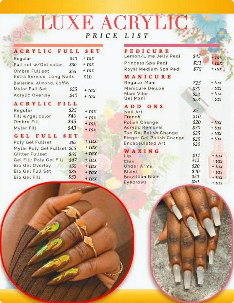 acrylic beginner nail price list