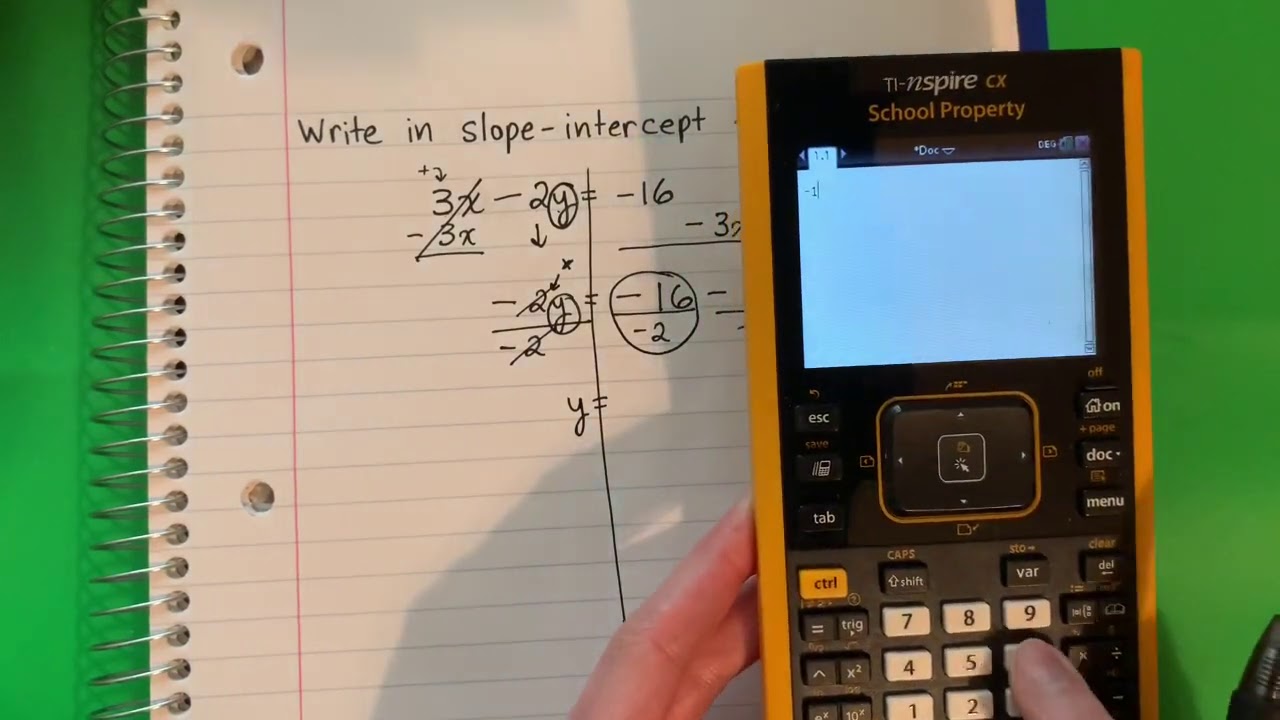 3x 2y 16 in slope intercept form