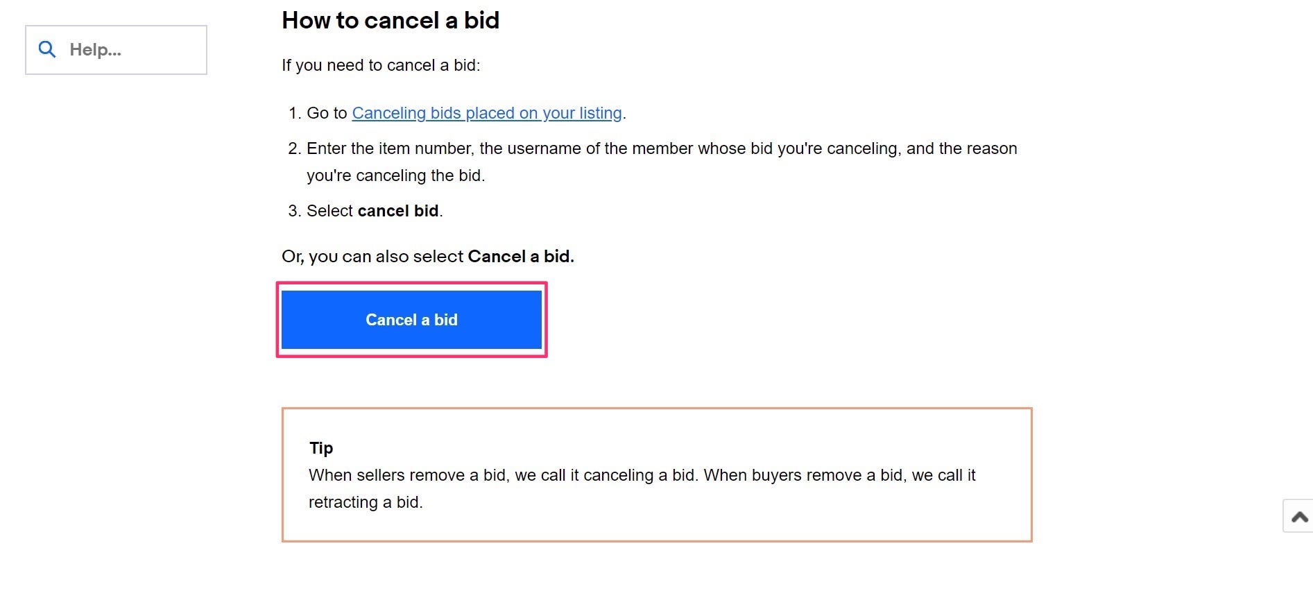 how to revoke bid on ebay