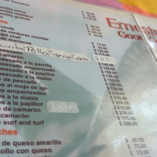 ernestos good grub menu