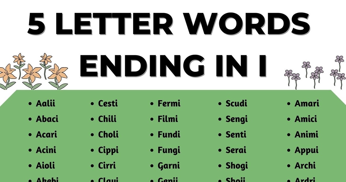 5 letter words that end in i