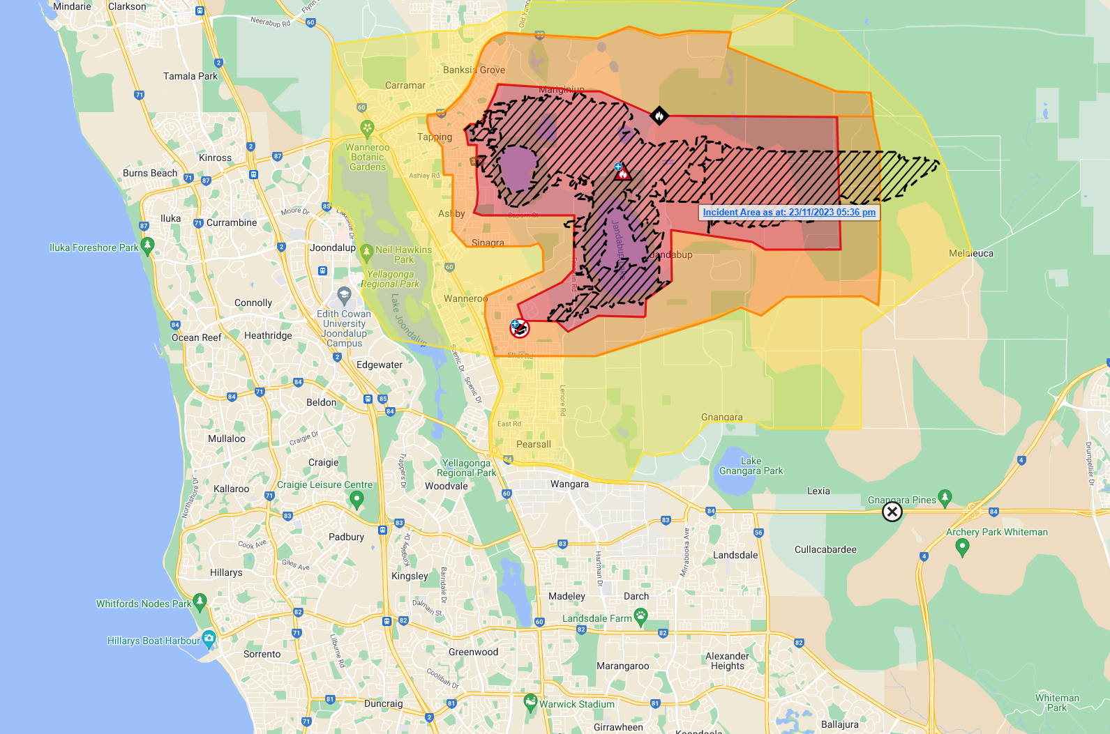 wanneroo fire today map