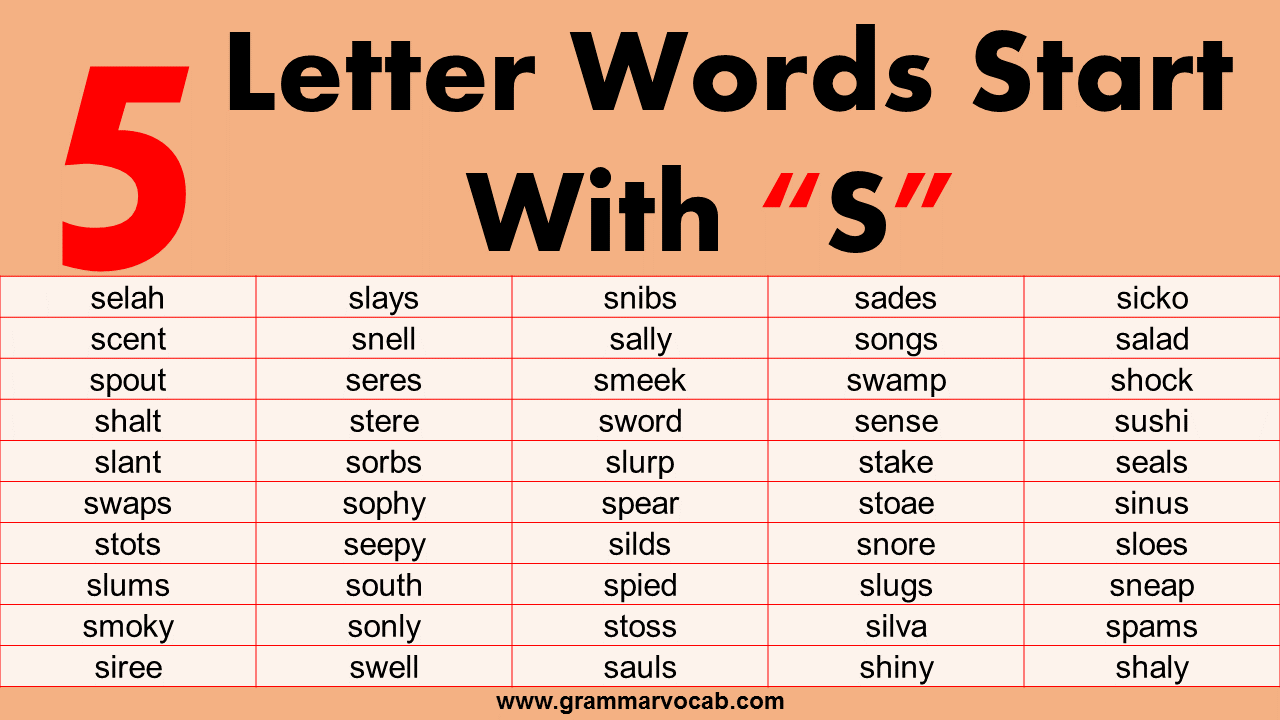 five letter words starting with s