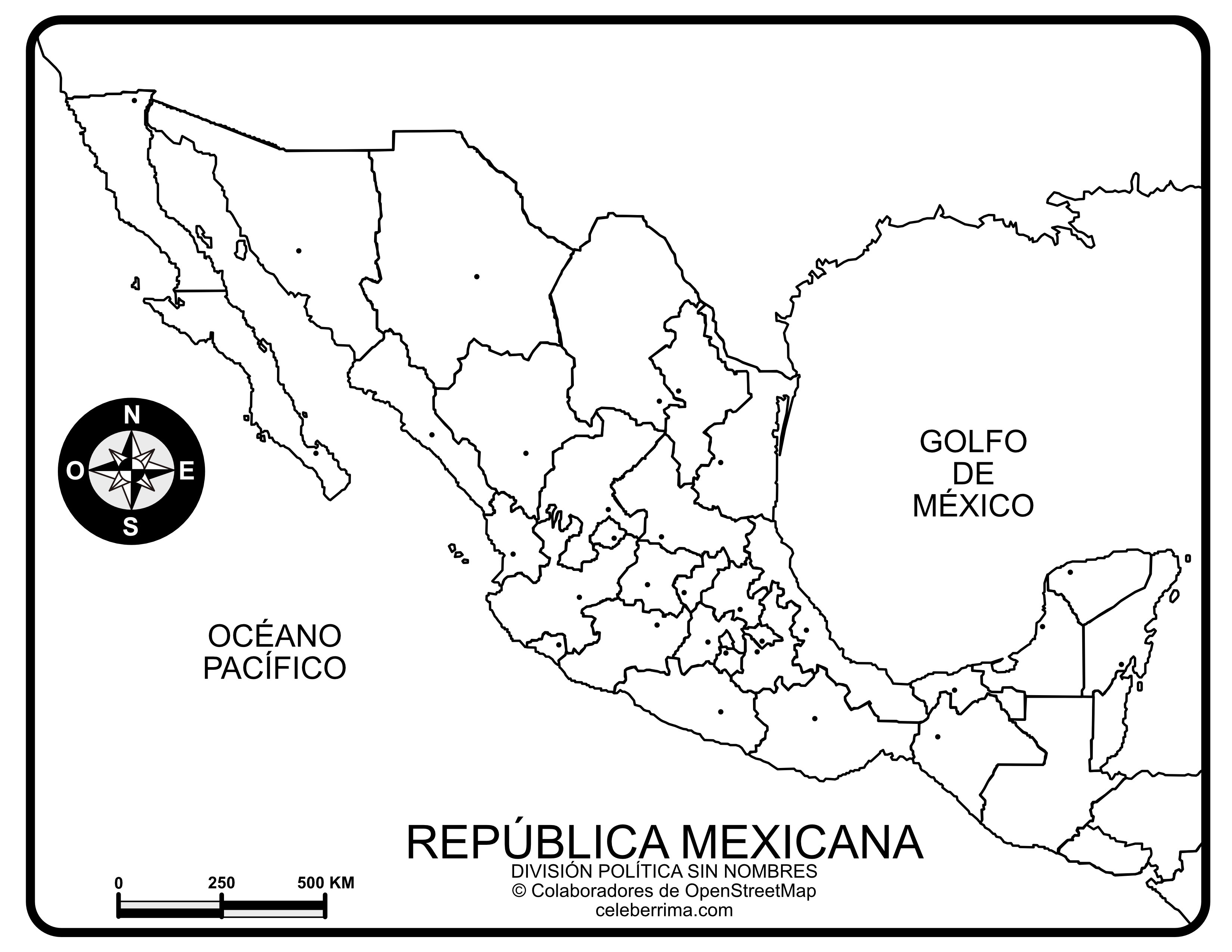 planisferio de la república mexicana con nombres