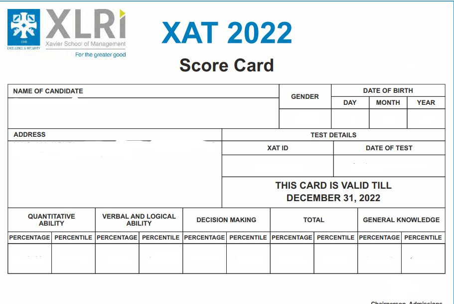 xat percentile vs score