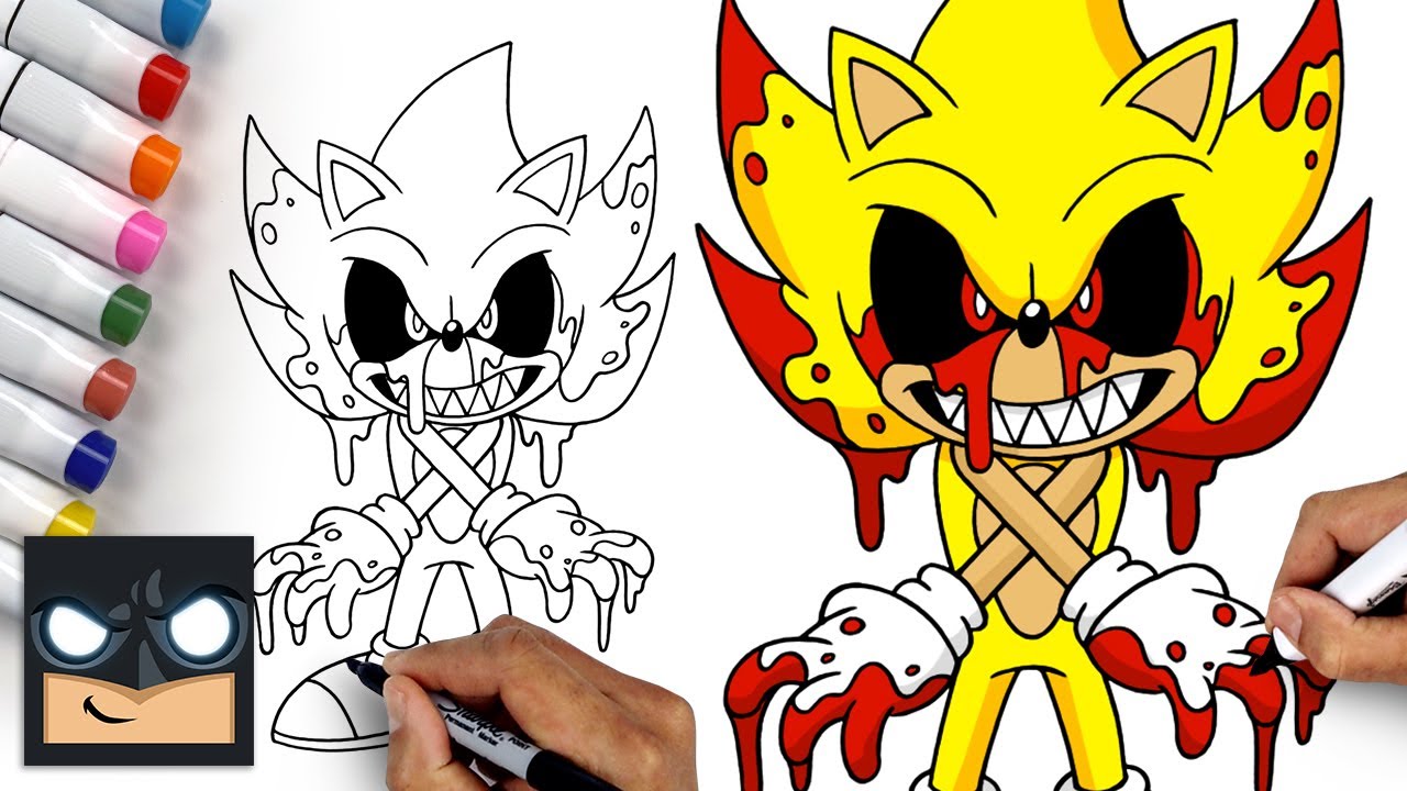 how to draw sonic exe