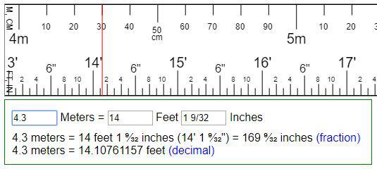 4.3 meters to feet