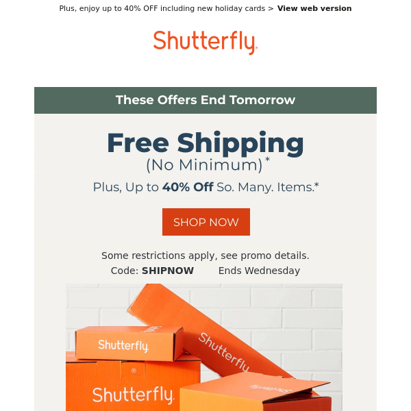 free shipping code shutterfly