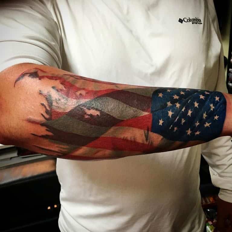 usa flag arm tattoo