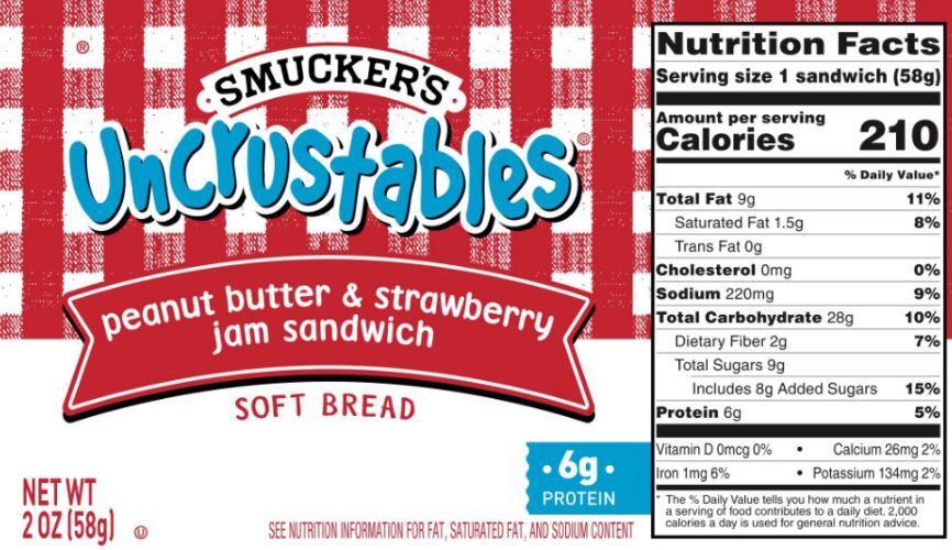 uncrustables carbs