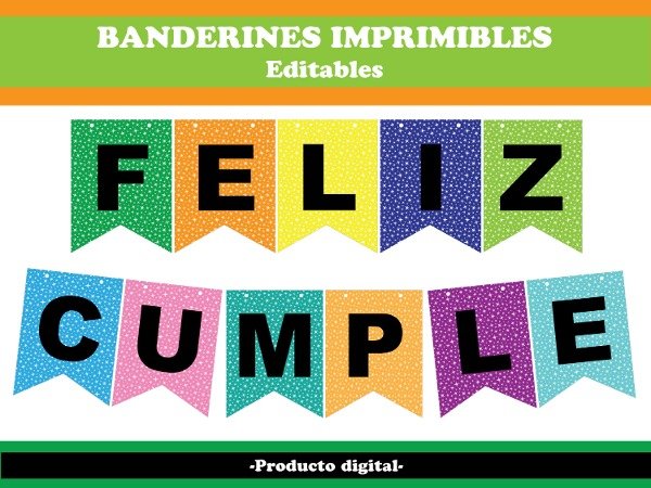 feliz cumpleaños banderines para imprimir