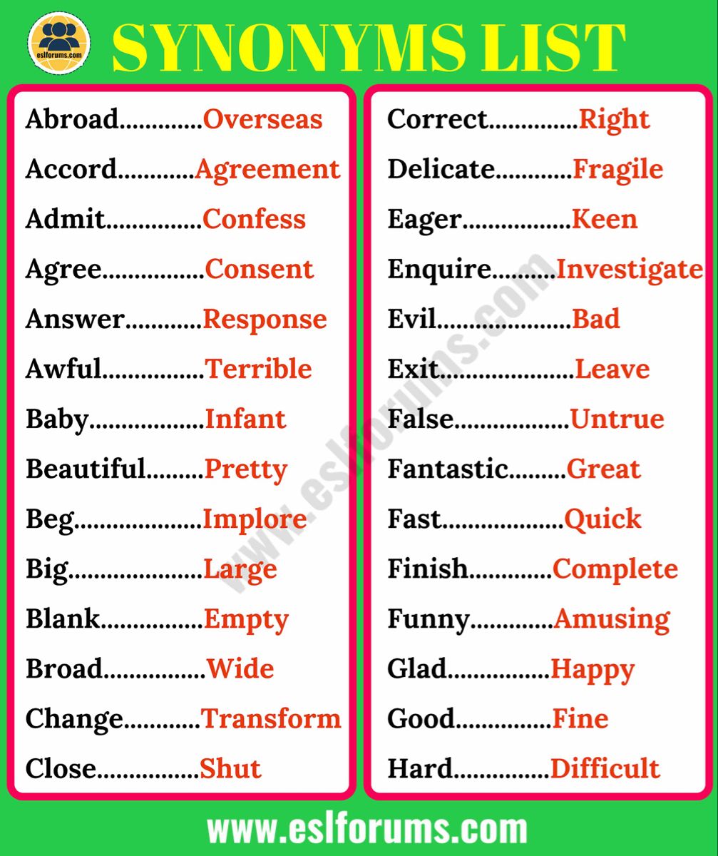 synonyms english