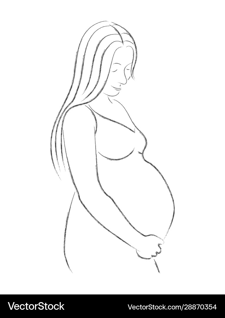 pregnant lady pencil drawing