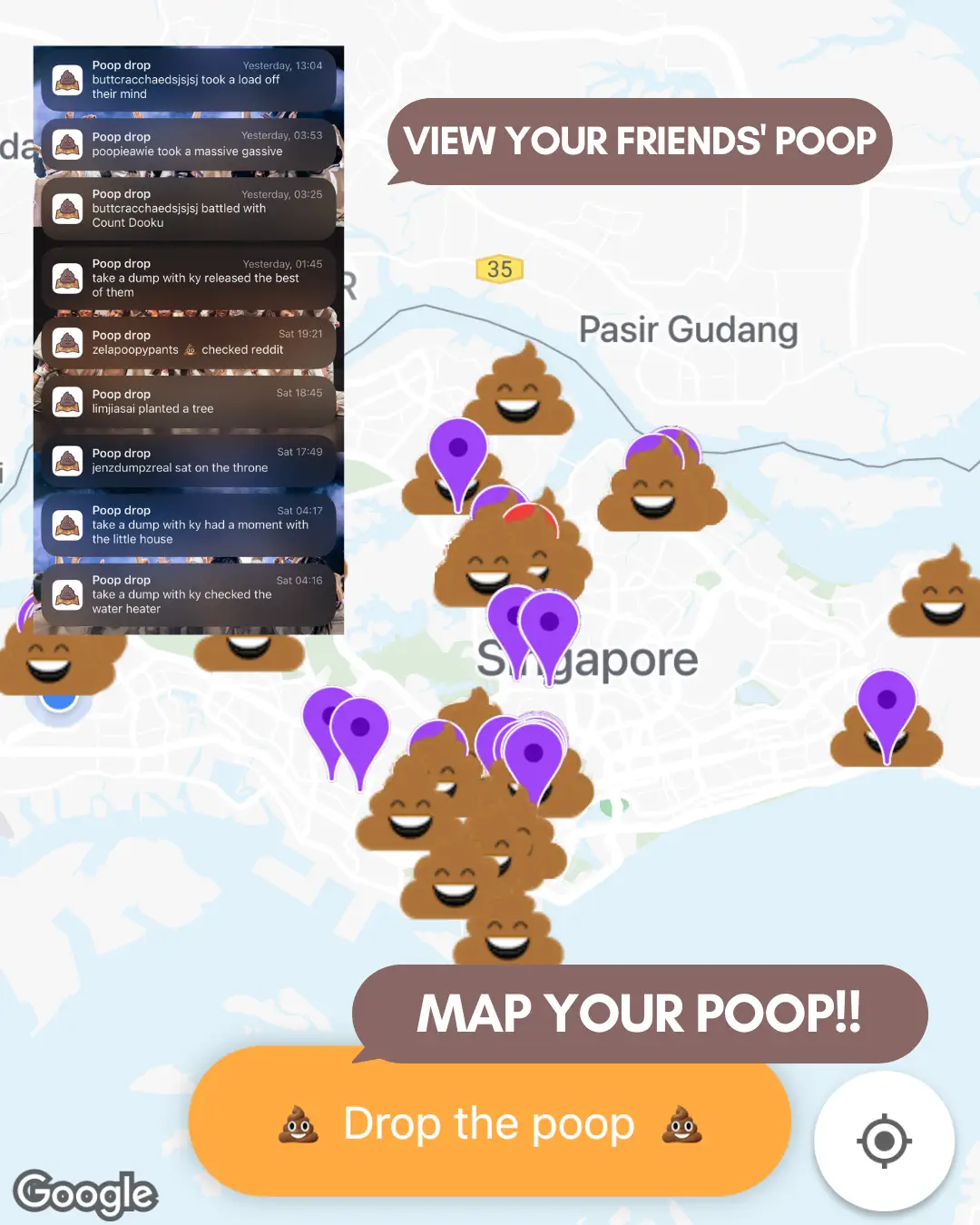 poop map achievements