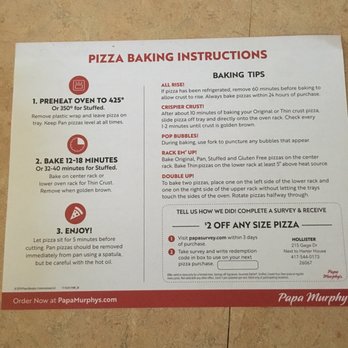 papa murphys instructions baking