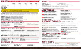 northeast pizza and bones menu