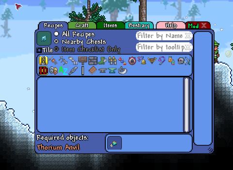 terraria mod recipe browser