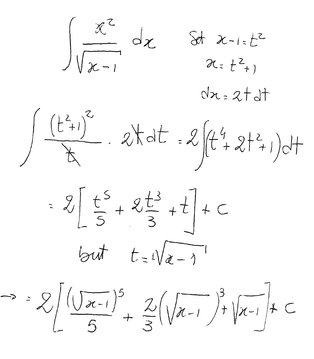 integral of x sqrt x 2 1