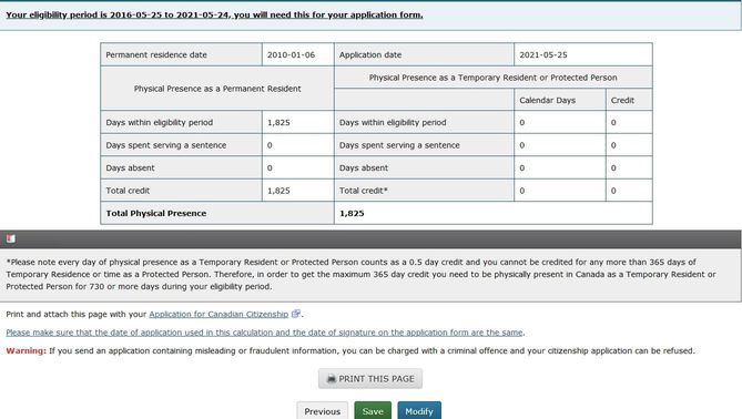 physical presence calculator cic