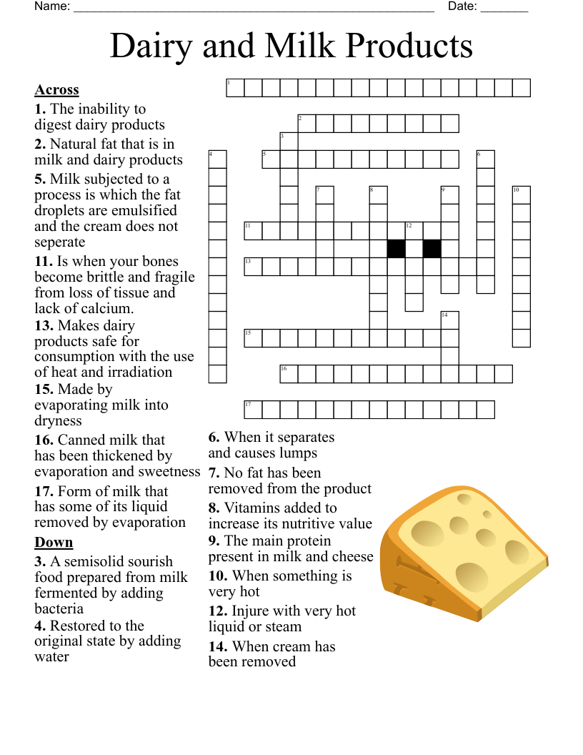 milk ingredient crossword clue