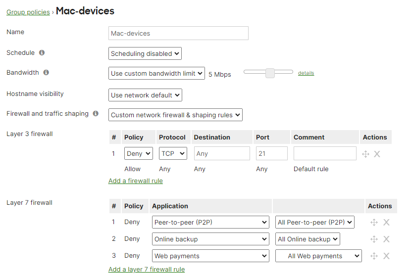 meraki group policy