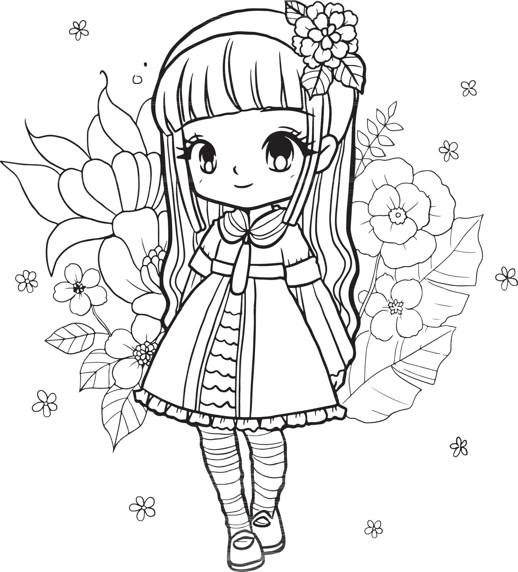 kawaii anime coloring pages