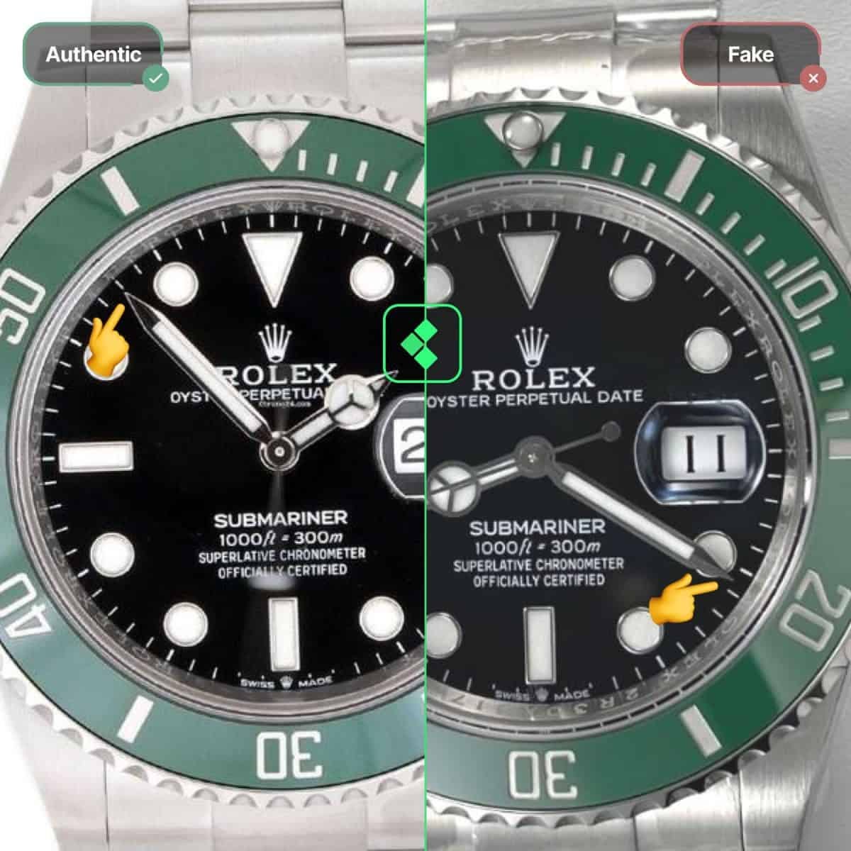 fake vs real rolex submariner