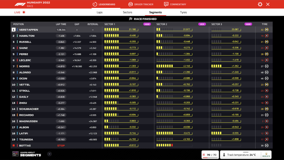 formula one live timing