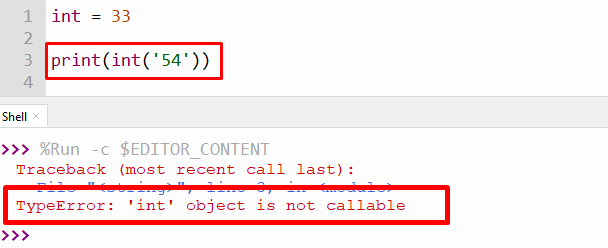 typeerror: int object is not callable