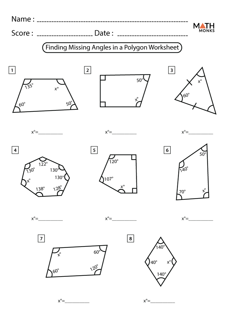 interior and exterior angles of polygons worksheet