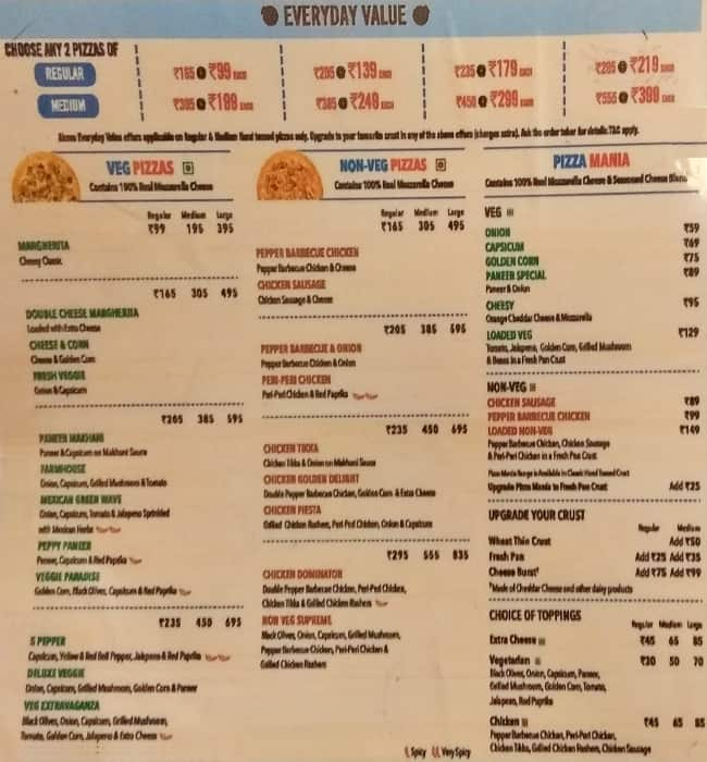 dominos pizza menu india