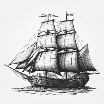 realistic pirate ship drawing